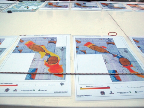 The fisheries valuation maps were on display throughout the evening