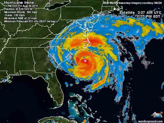 Satellite image of Hurricane Irene