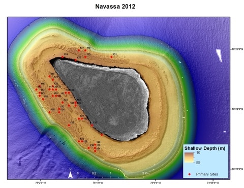 Navassa Mission primary dive sites (by Southeast Fisheries Science Center)