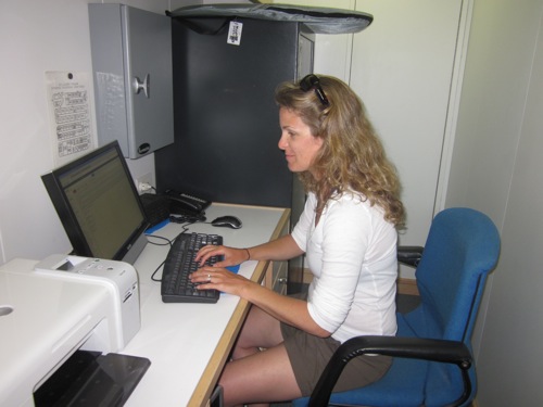 Mandy Karnauskas in the ship's office.