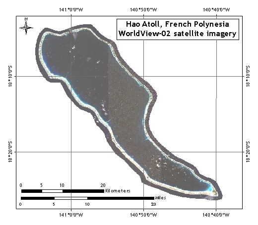 Satellite imaging of Hao Atoll