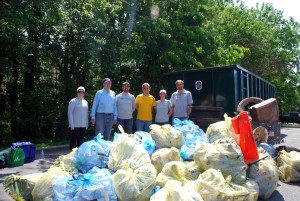 Foundation staff and our haul of garbage from our urban cleanup. From Left to right- Amy Heemsoth, Phil Renaud, Matthew Wallis, Andy Bruckner, Alison Barrat, and Brian Beck
