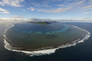 Totoya Island and barrier reef. One of the locations where the Fiji research  mission team will be conducting coral reef research.