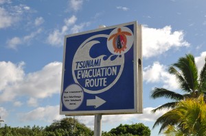 Tsunami evacuation route sign on Niuatoputapu