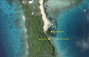 Map of coral nursery sites.