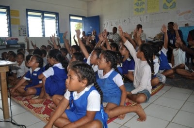 Marine Education about Coral Conservation starts early for the Tongan children.