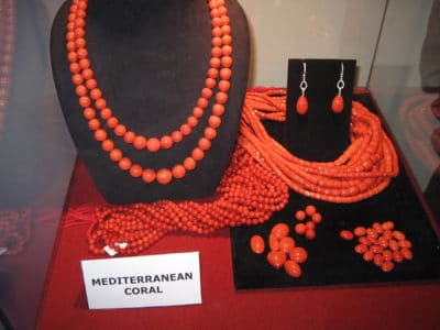 Jewelry made from Mediterranean red coral 'Corallium rubrum'.