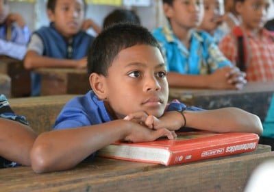 Education Research in Tonga: The students listened intently to the new information being provided during the coral reef seminar.