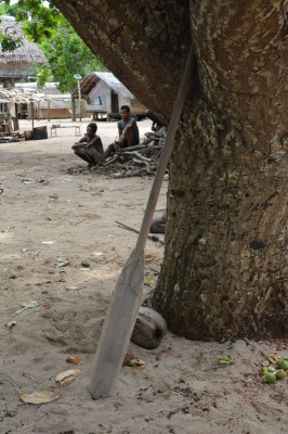 Kia Village local traditional dugout canoe paddle with rounded end.