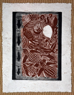 Ocean-themed prints from Bareho Village, Marovo Lagoon, Solomon Islands.