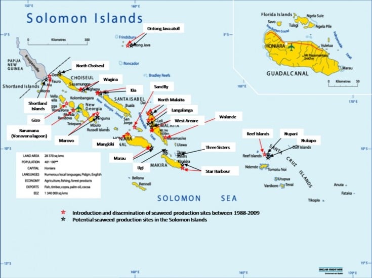 Solomon Islands Seaweed Production Sites