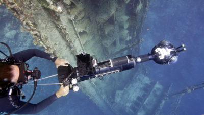 Catlin Seaview Survey near a submerged shipwreck.