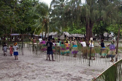 Mola’a villagers dancing through the maze of palm fronds.