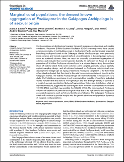 Marginal coral populations the densest known aggregation of Pocillopora in the Galápagos Archipelago is of asexual origin