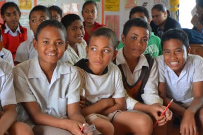 Tongan school students smiling