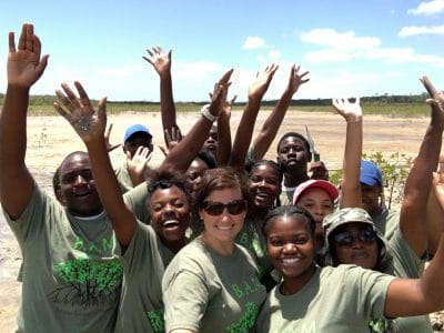 Students Reviving Mangrove Wetlands: Amy Heemsoth, Education Director and BAM Program Creator, with Camp Abaco students.