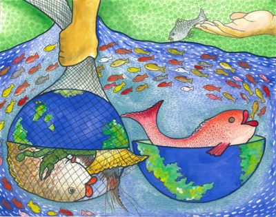 Third Place: We Protect Our Oceans Resource by Dharunigsa Naguleshwaran, Age 11, Sri Lanka
