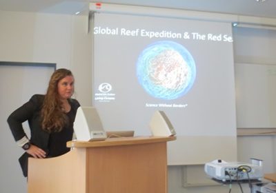 KSLOF Coral Reef Ecologist Alex Dempsey at the Red Sea Biodiversity Conference 