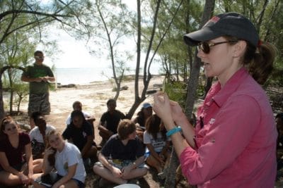 Ryann Rossi, PhD Candidate at North Carolina State University explains the disease symptoms that the students should be looking for when collecting leaves